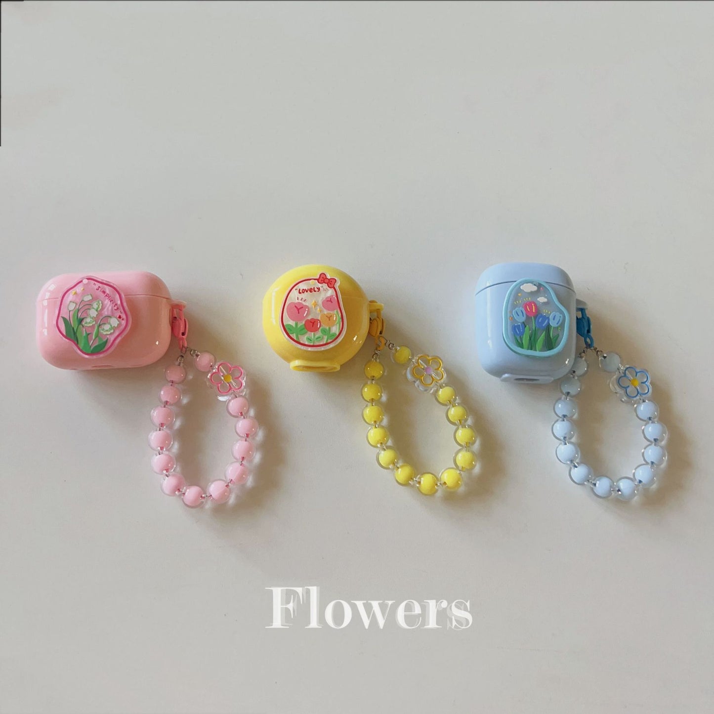 Floral patches + pink base shell + pink bracelet Apple AirPods Pro