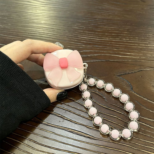 Semi-transparent bow [pink shell] + pink bead bracelet AirPods 2