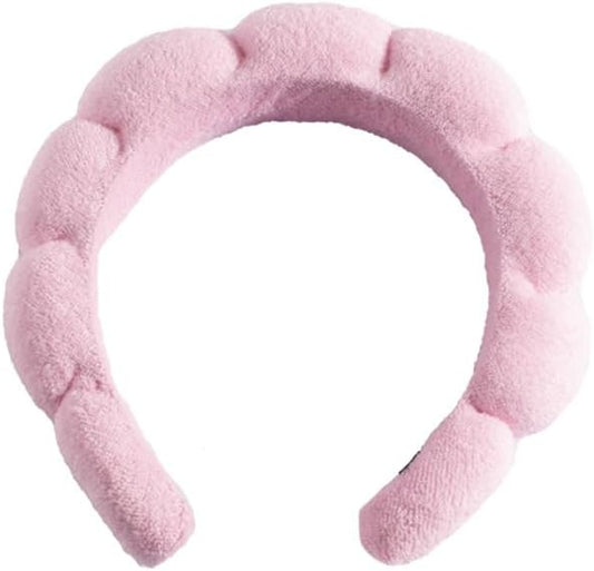Soft Spa Headband for Women and Girls, Non-Slip Hair Band for Face Washing, Makeup, Shower, Pink